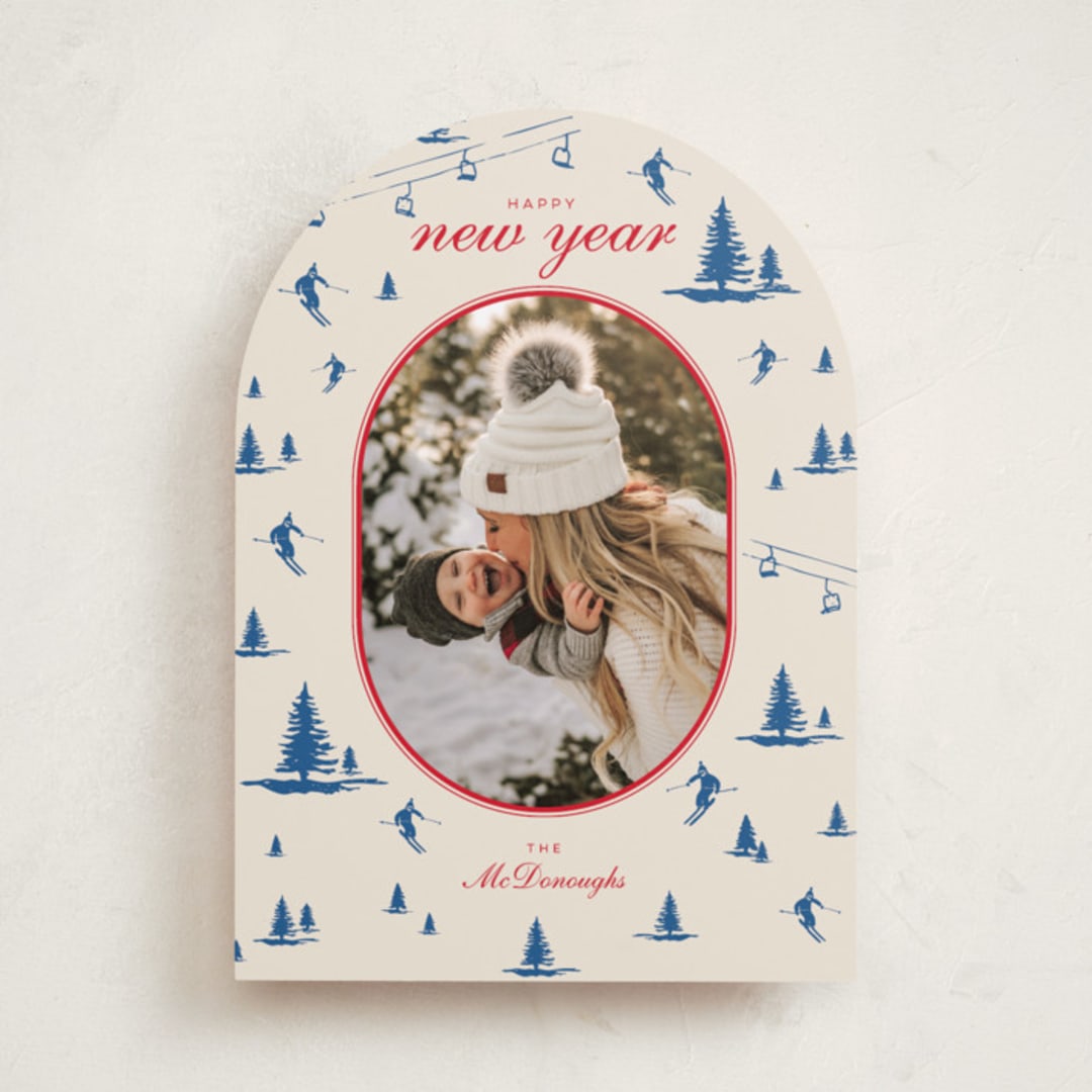 "Ski Time" - Holiday Cards in Blue Jay by Jen Ramsey - Front