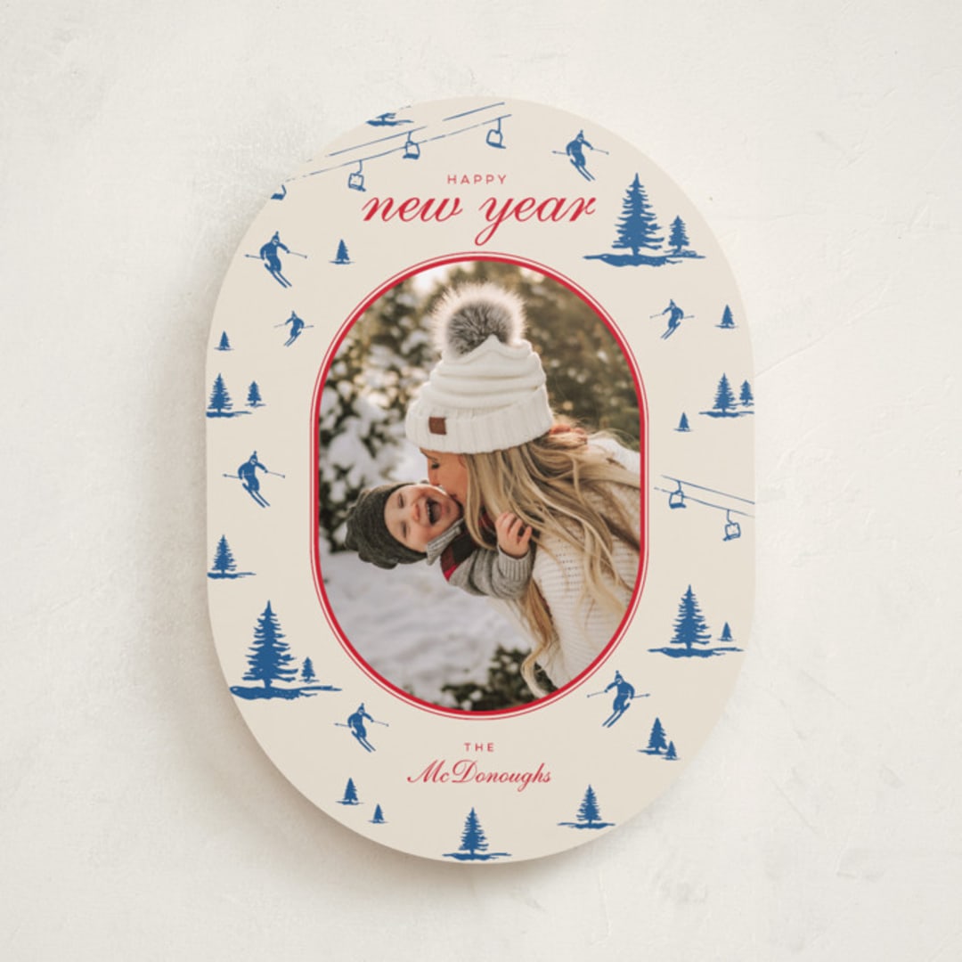 "Ski Time" - Holiday Cards in Blue Jay by Jen Ramsey - Front