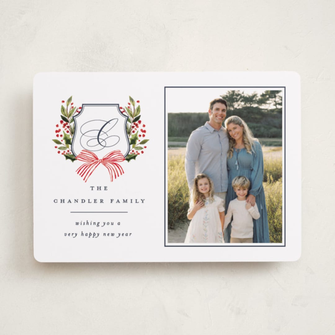 "Classic Merry Crest" - Holiday Cards in Night by Brooke Chandler - Front