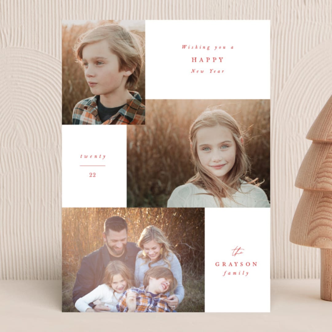 "Classic Album" - Holiday Cards in Holly Berry by Corinne Malesic - Front