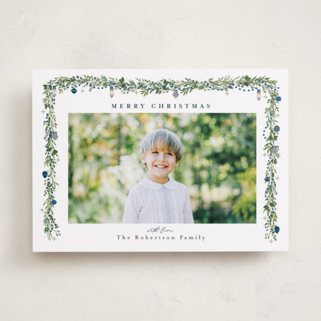 "Pine Garland" - Holiday Cards in Winterberry by Susan Moyal - Front