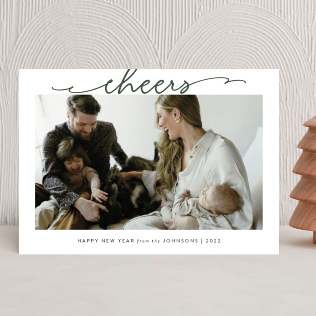 "Scripted Merry" - Holiday Cards in Hunter by Kasia Labocki - Front