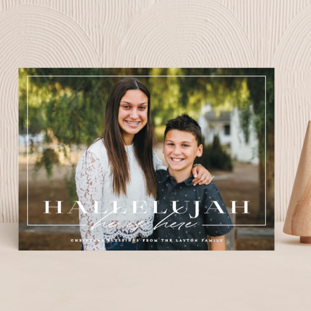 "He is Here" - Holiday Cards in Iced Gingerbread by Heather Cairl - Front