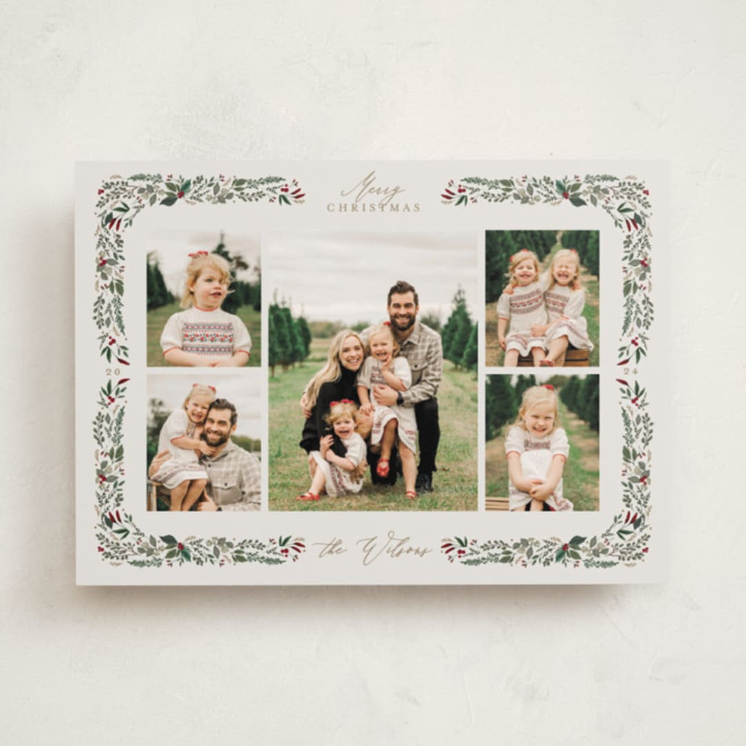 "Holly & Pine" - Holiday Cards in Mulled Wine by Susan Moyal - Front