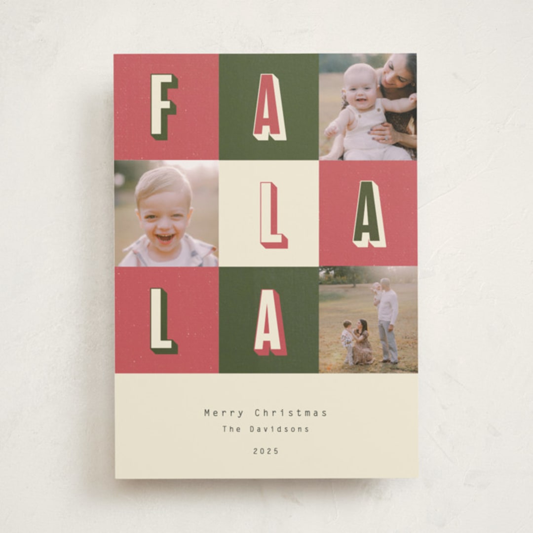 "Fa La La Christmas" - Holiday Cards in Elf Shoes by Peony Rose Design - Front