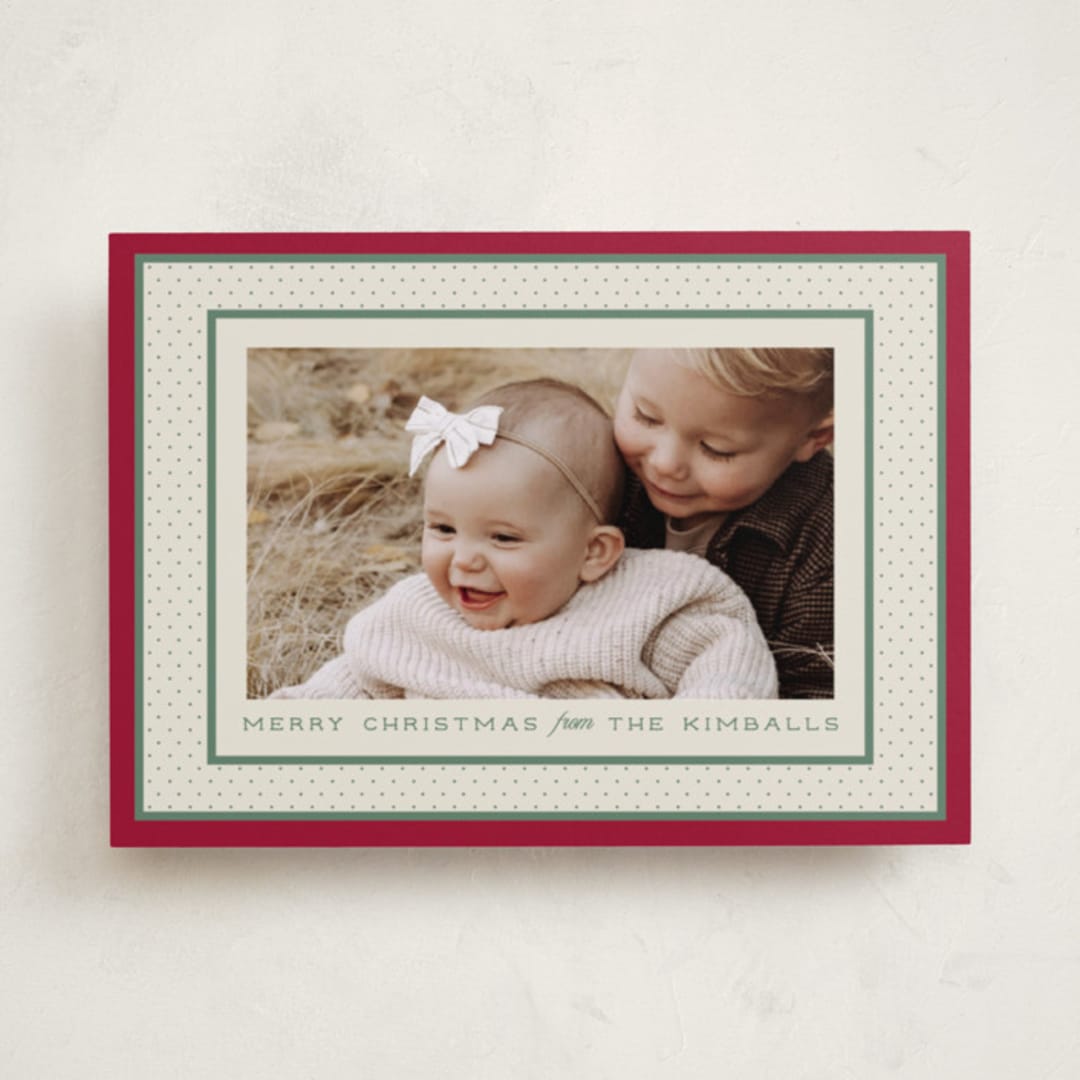 "Polka Dot Frame" - Holiday Cards in Stocking by Robert and Stella - Front