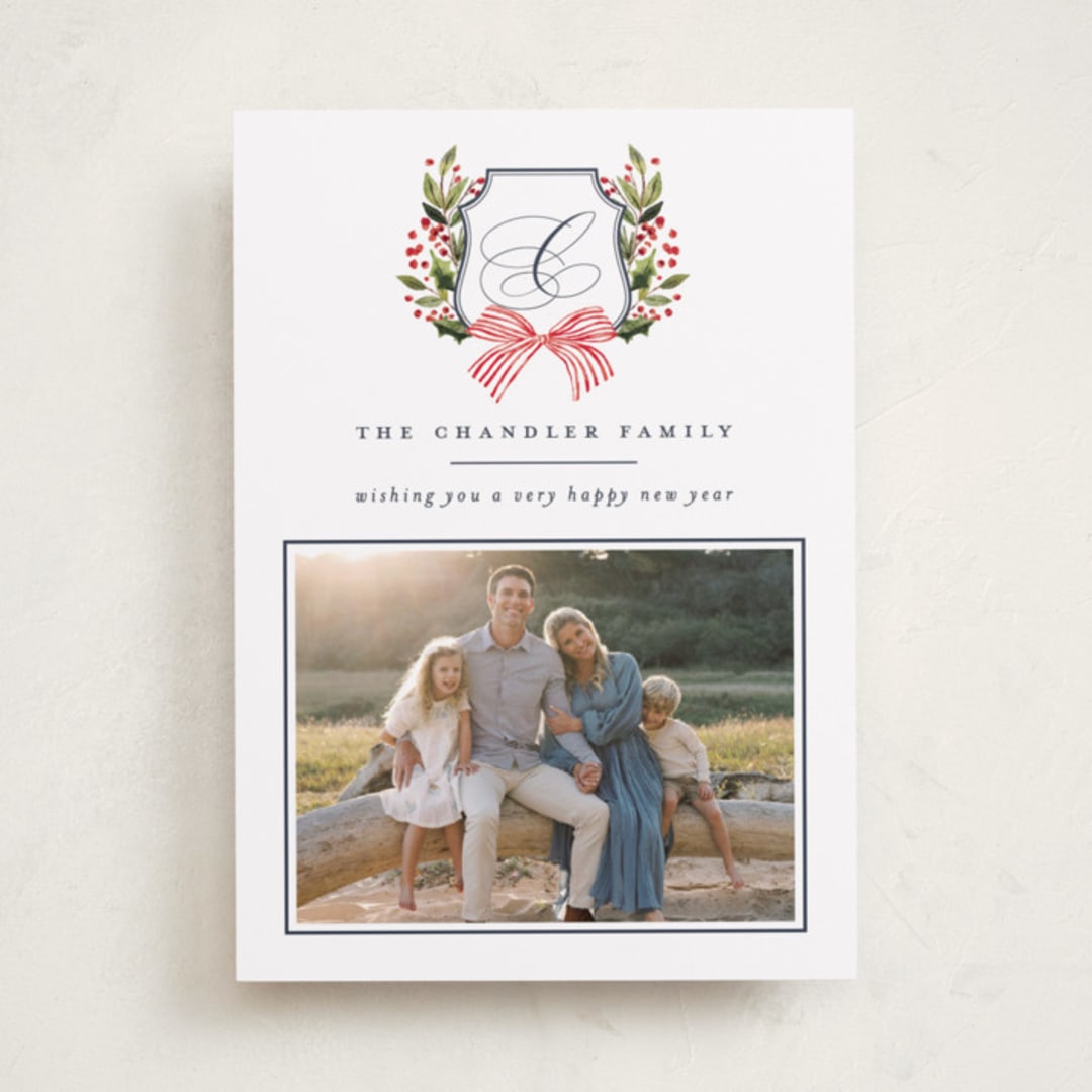 "Classic Merry Crest" - Holiday Cards in Night by Brooke Chandler - Front