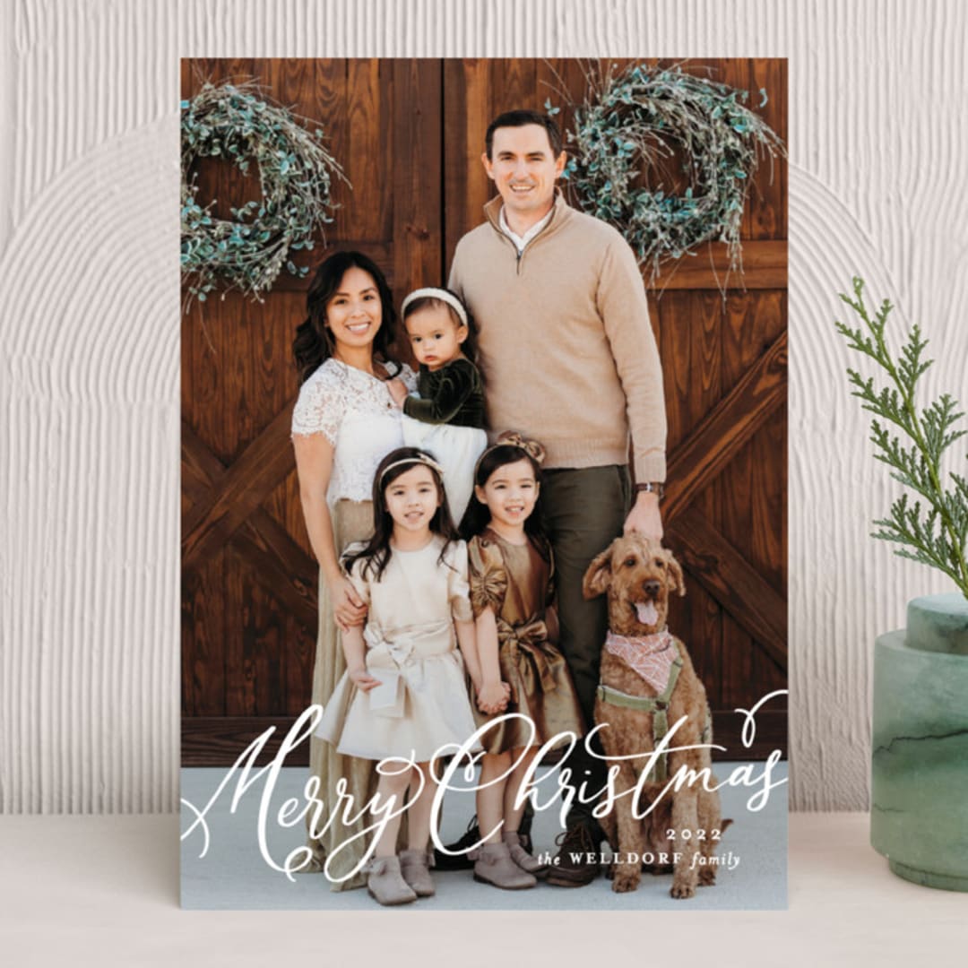 "Lovely Script" - Holiday Cards in Snow by Makewells - Front