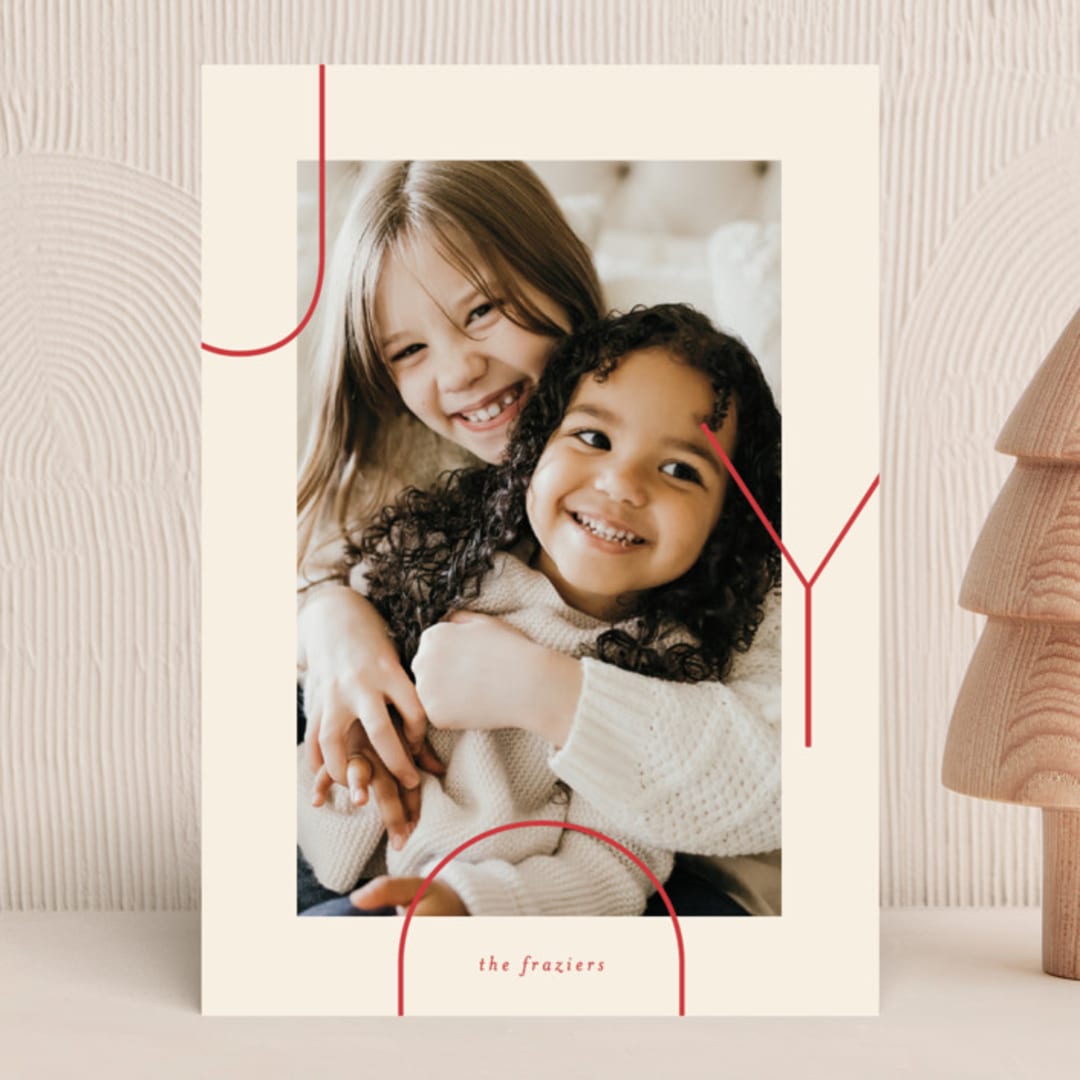 "Archer Joy" - Holiday Cards in Winter Rose by Carrie ONeal - Front