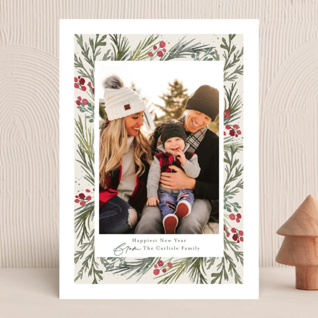 "Wintry Frame" - Holiday Cards in Marshmallow by Jessica Williams - Front