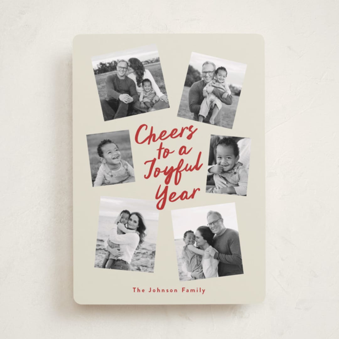 "Peace and Goodwill" - Holiday Cards in Berry by Louise Kay - Front