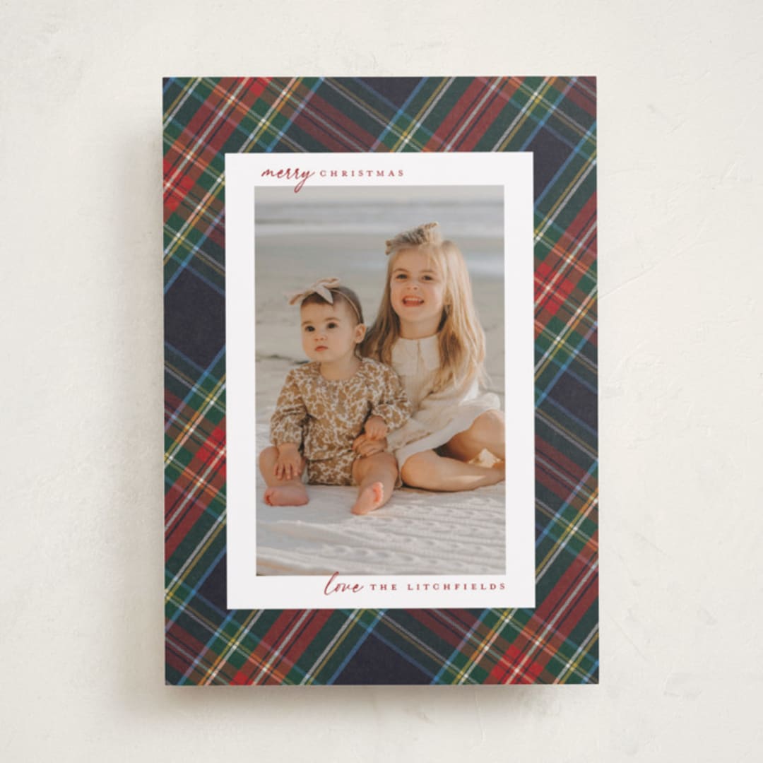 "Christmas tartan" - Holiday Cards in Flannel by Wildfield Paper Co - Front