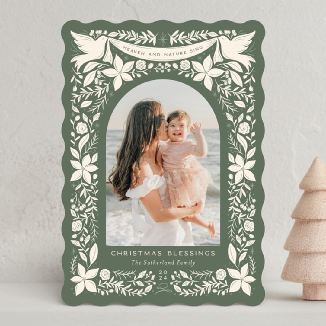 "Heaven and Nature Sing Frame" - Holiday Cards in Pine by Erin German - Front