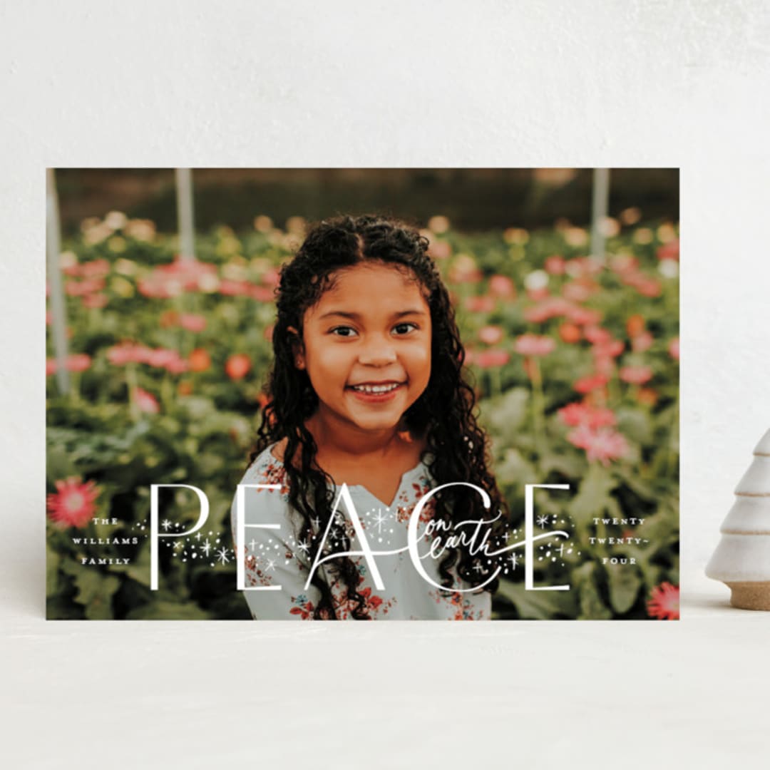 "Peace On Earth!" - Holiday Cards in Snow Fall by Wildfield Paper Co - Front