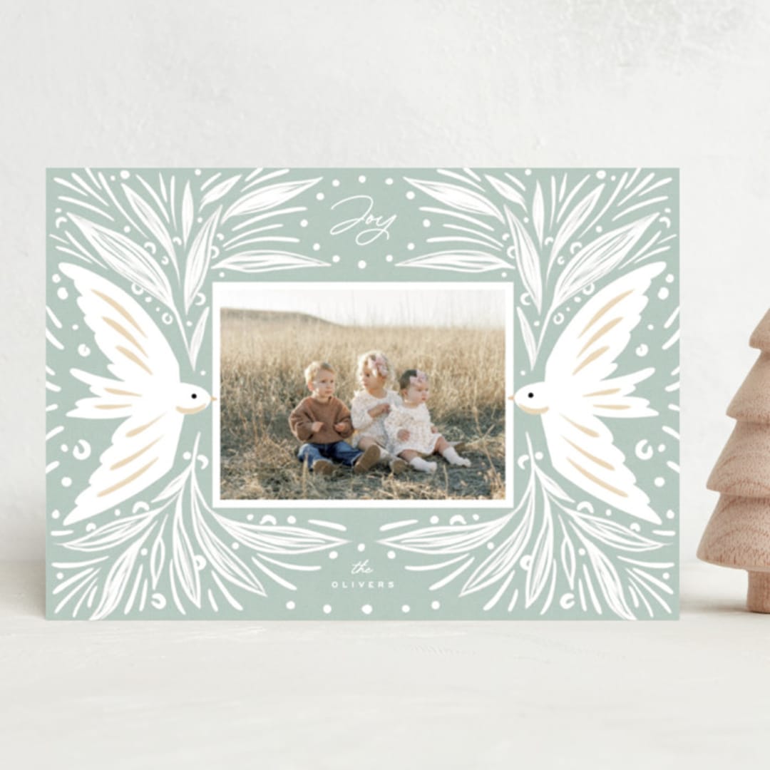 "Two Birds" - Holiday Cards in Juniper by Yuliya Evseeva - Front