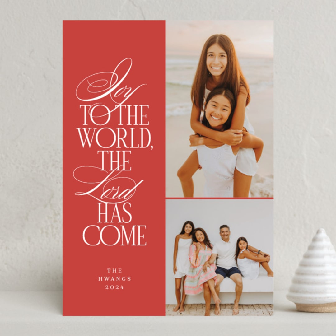 "Joyful World" - Holiday Cards in Stocking by Olivia Raufman - Front