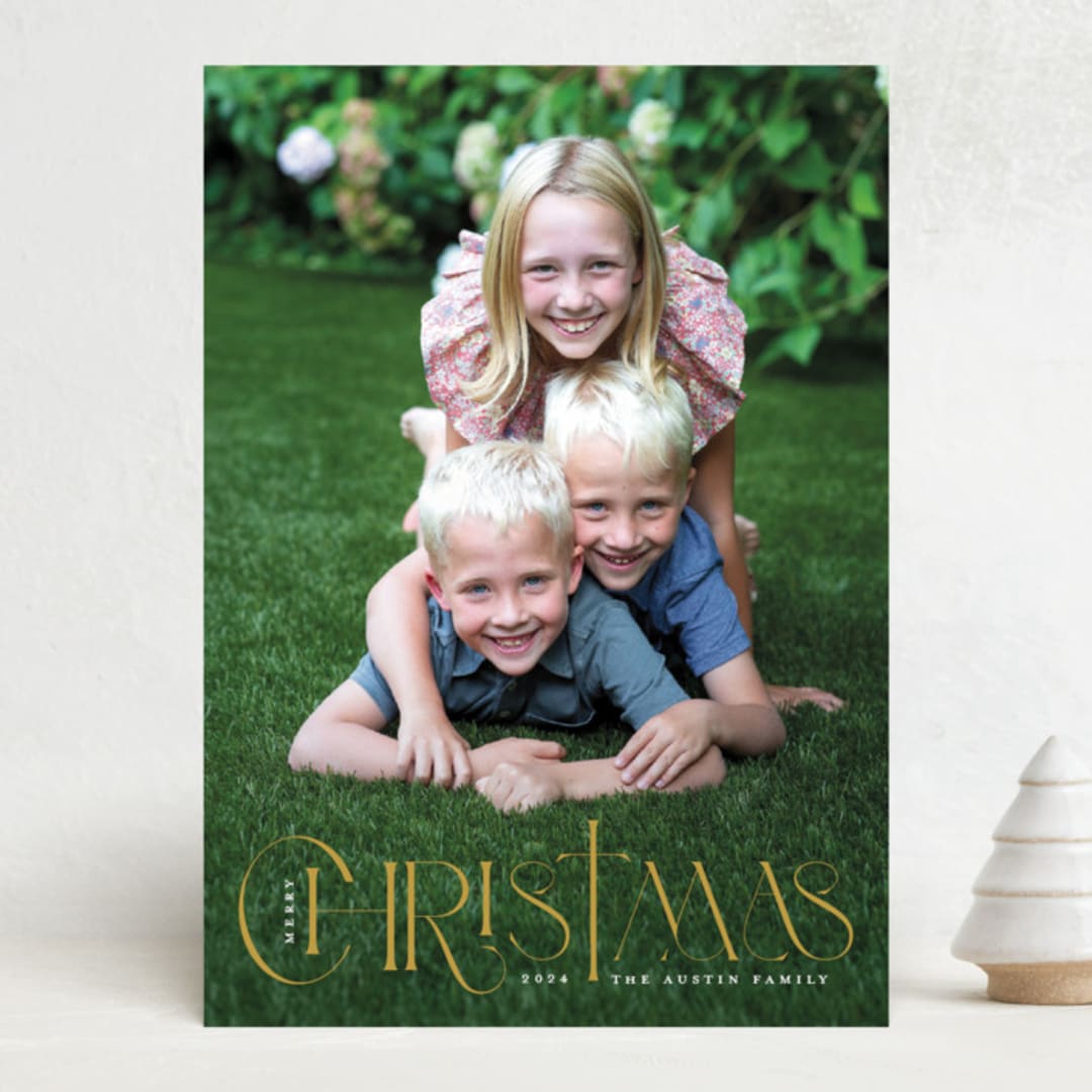 "Christ Mas" - Holiday Cards in Golden by Sarah Brown - Front