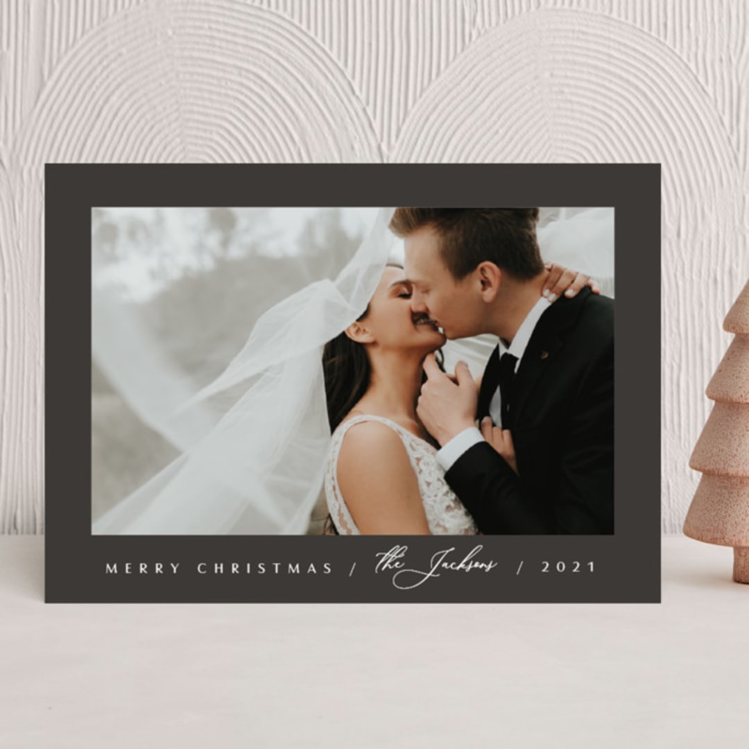 "Merry & Minimalist" - Holiday Cards in Charcoal by Nicole Walsh - Front