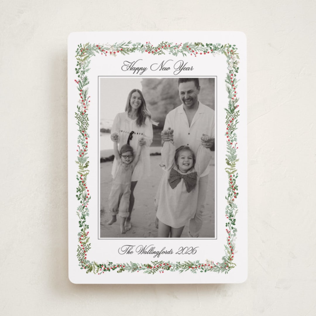 "Classic Joy" - Holiday Cards in Holly Berry by Susan Moyal - Front
