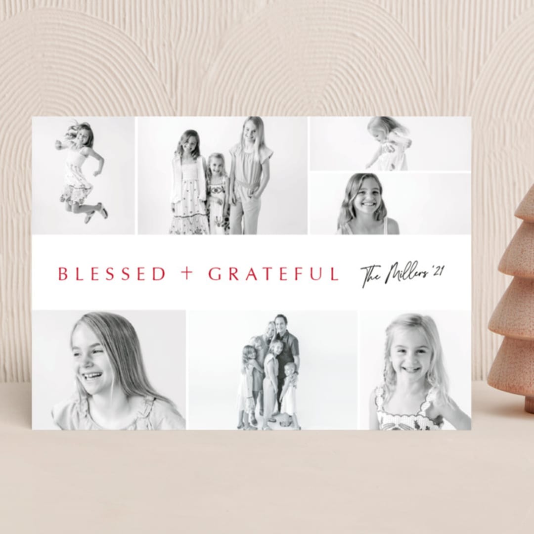 "Blessed grateful" - Holiday Cards in Holly Berry by Anupama - Front