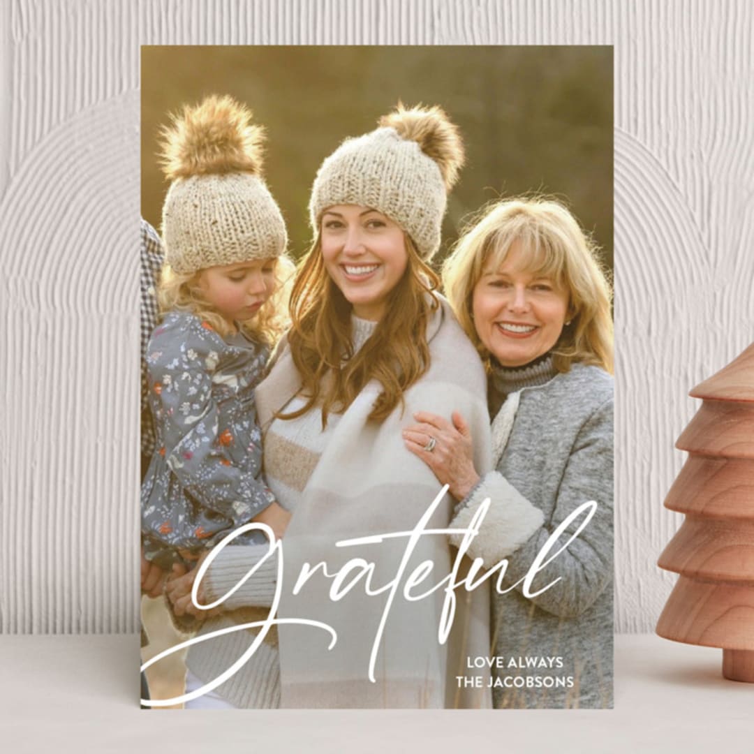 "Grateful always" - Holiday Cards in Snow by Annie Walker - Front
