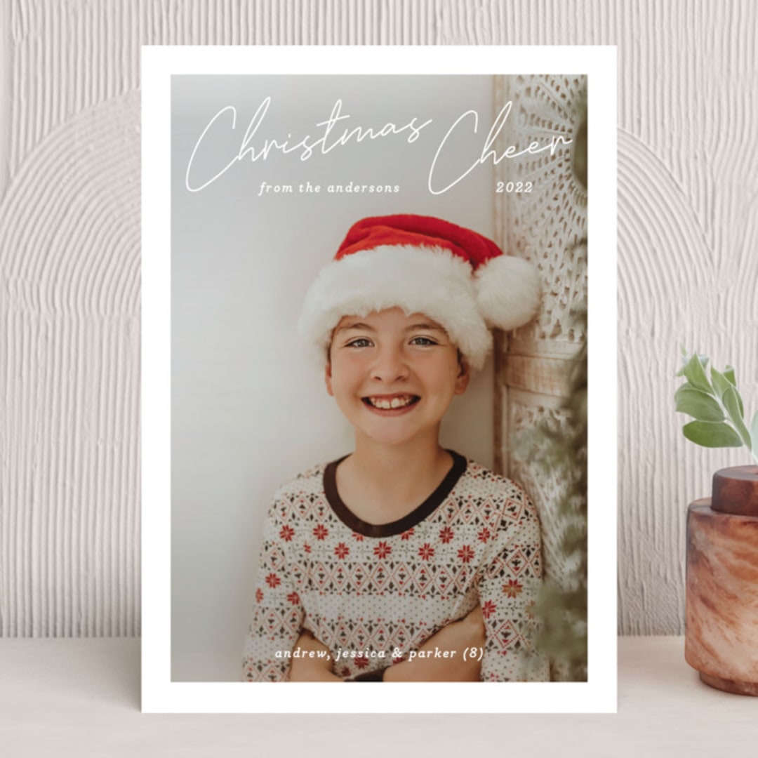 "Cheerful Christmas" - Holiday Cards in Snow by Liz Conley - Front