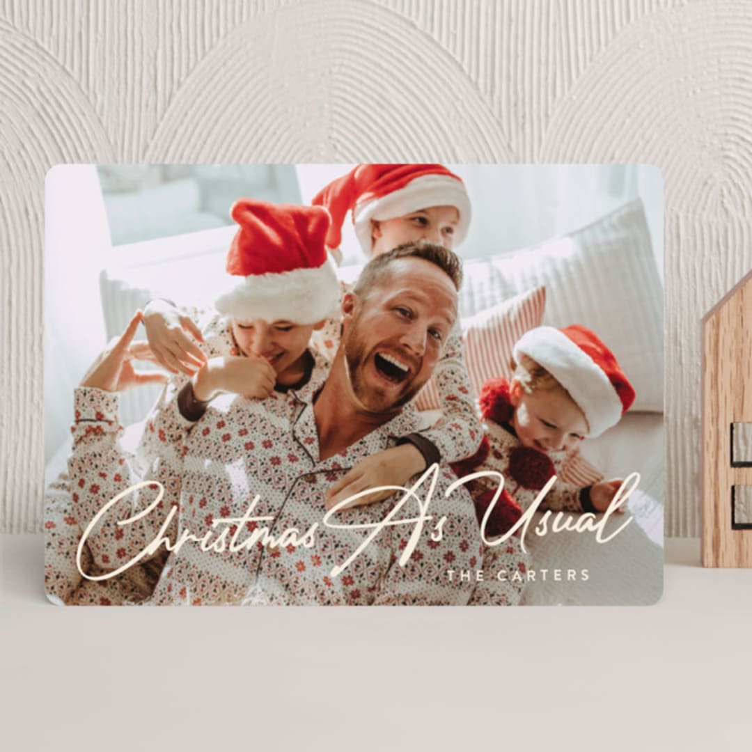 "Christmas As Usual" - Holiday Cards in Snow by GeekInk Design - Front