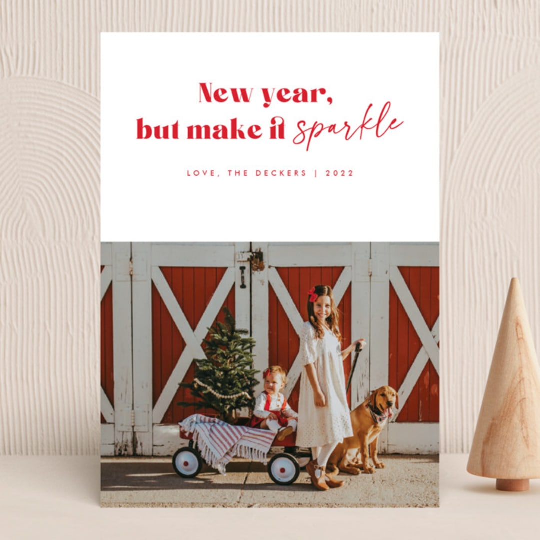 "Christmas Merrier" - Holiday Cards in Cherry by Anna Elder - Front