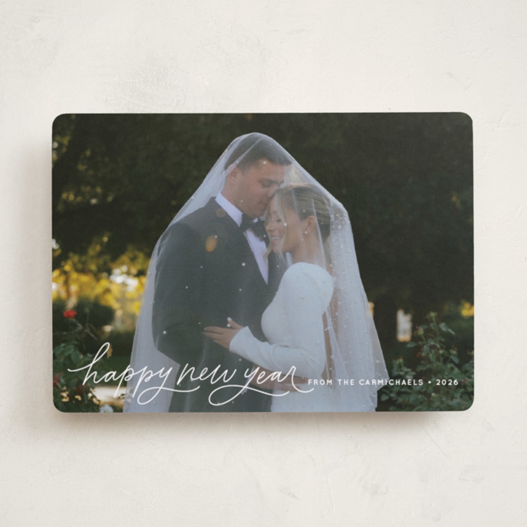 "Merry Christmas Script" - Holiday Cards in Snow by Kristen Magee - Front