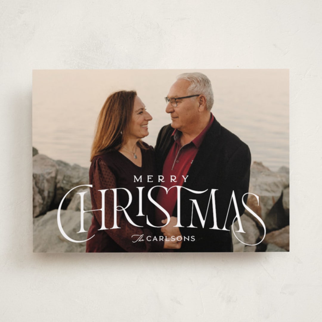 "So Elegant" - Holiday Cards in Snow by GeekInk Design - Front