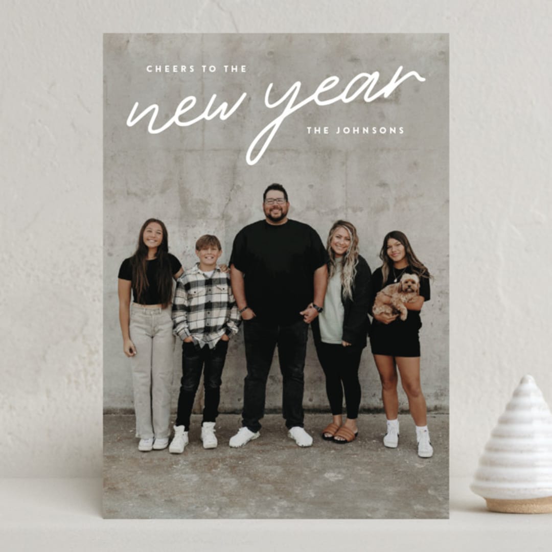 "Merry Monoline" - Holiday Cards in Snow by Ekko Studio - Front