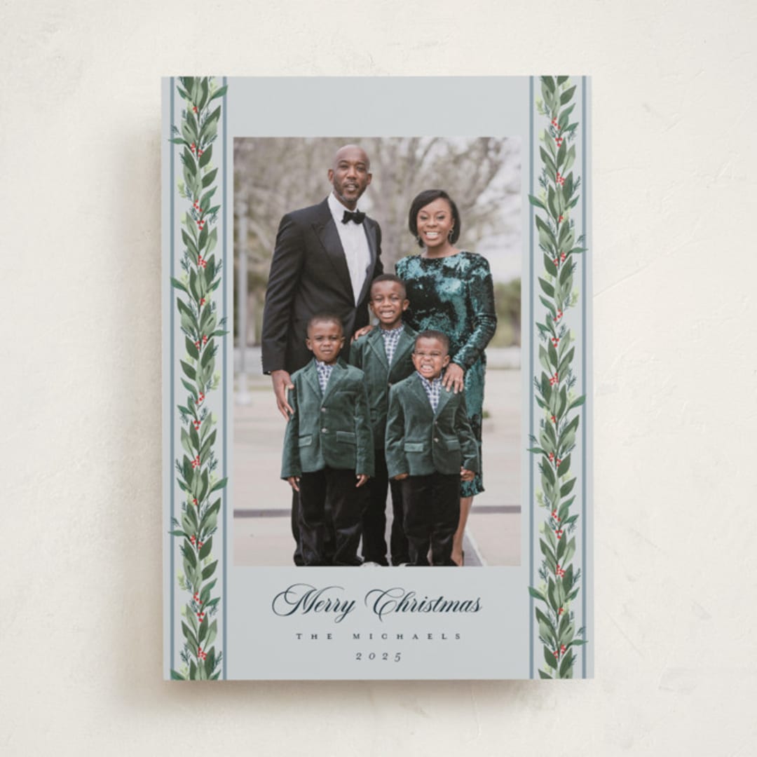 "evergreen garlands" - Holiday Cards in Winter Sky by Rebecca Durflinger - Front