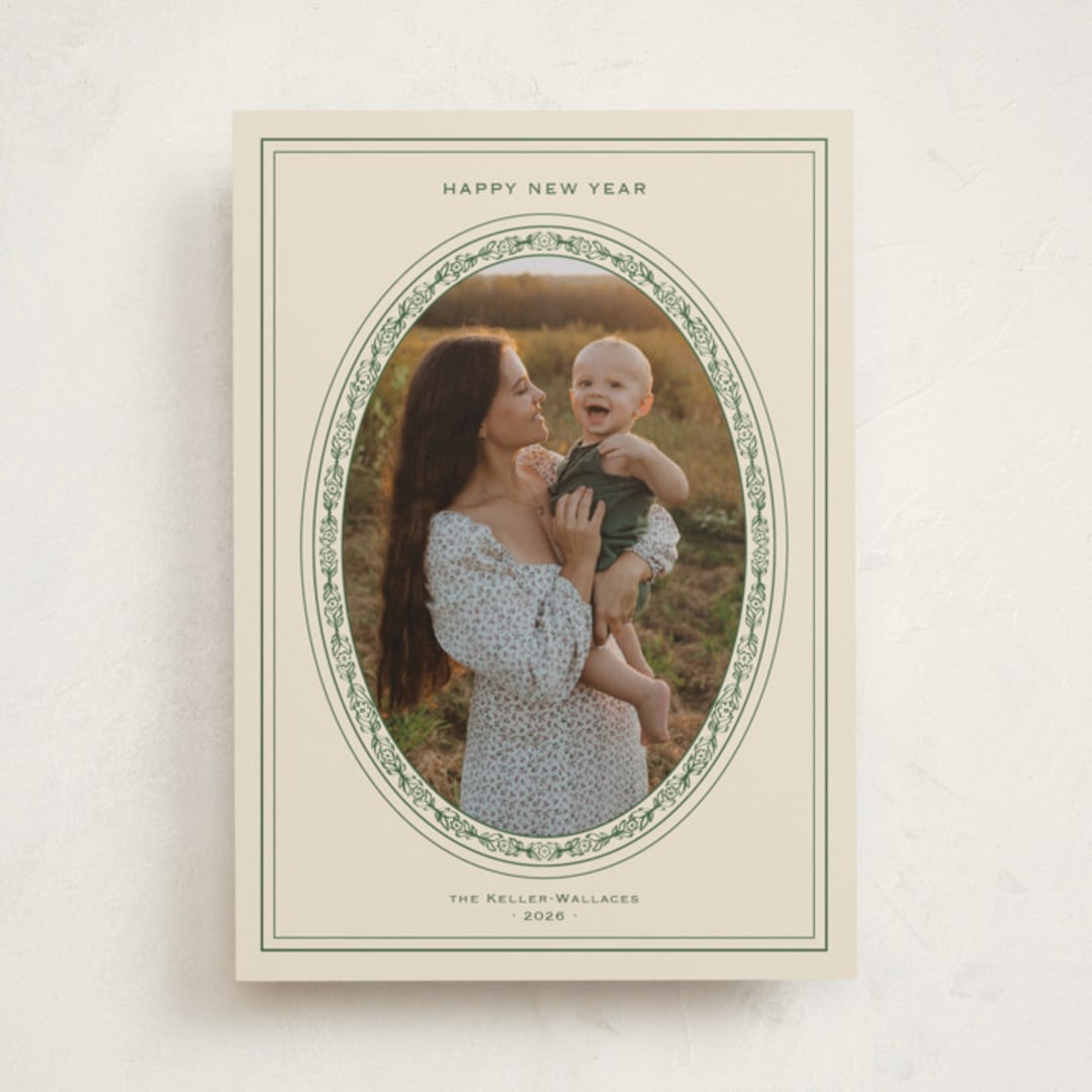 "Classic Oval Frame" - Holiday Cards in Champagne by Studio Suku - Front