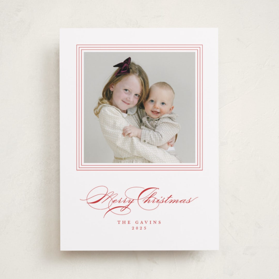 "Gavin" - Holiday Cards in Poinsettia by Kate Ahn - Front