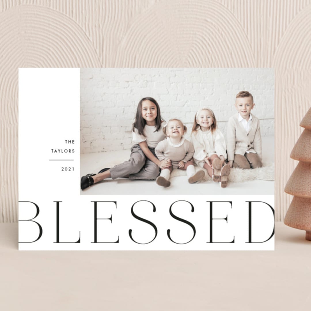 "Bold Blessed" - Holiday Cards in Coal by Paula Pecevich - Front