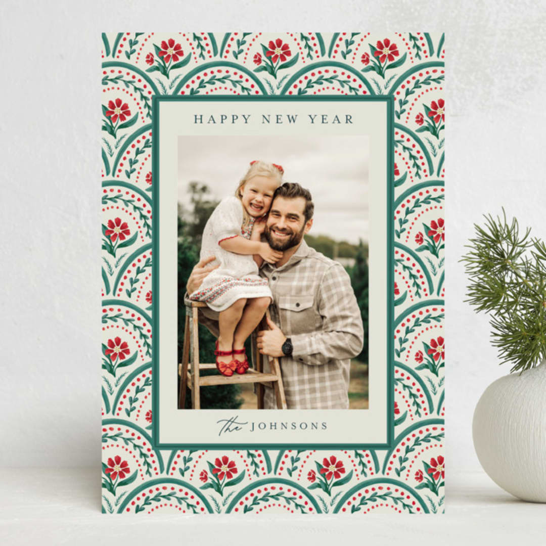 "Tapestry Holiday" - Holiday Cards in Emerald by Chris Griffith - Front
