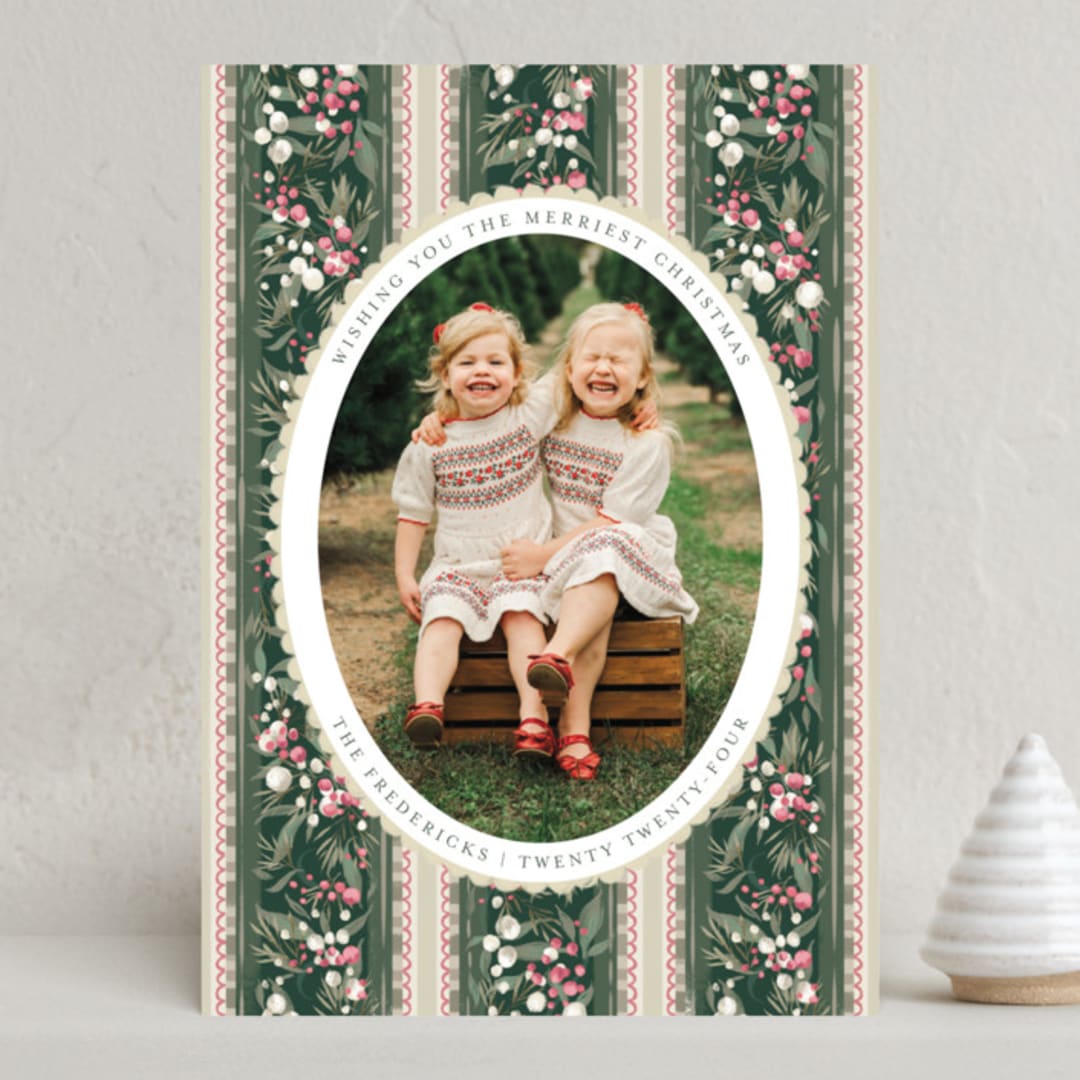 "Holiday Garland Ribbon" - Holiday Cards in Gumdrop by Jackie Crawford - Front