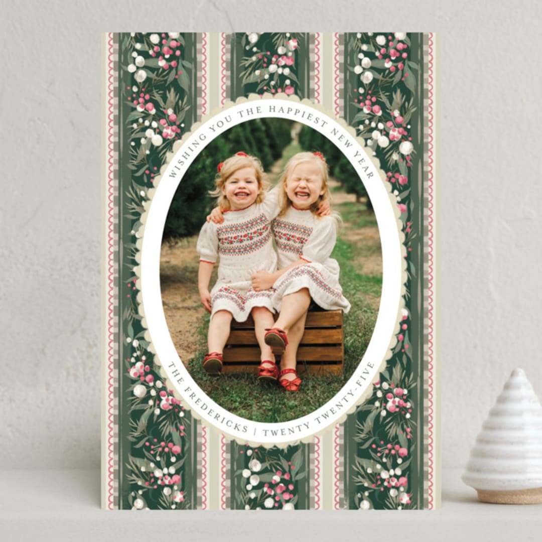 "Holiday Garland Ribbon" - Holiday Cards in Gumdrop by Jackie Crawford - Front