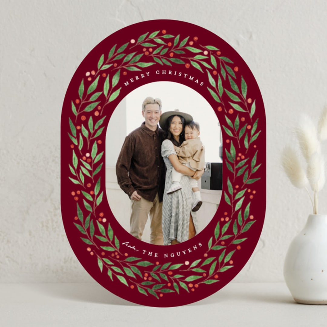 "Folksy Christmas" - Holiday Cards in Mulled Wine by Brooke Chandler - Front