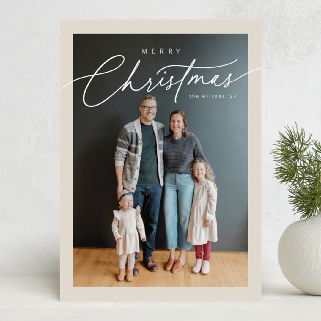 "Classic Script" - Holiday Cards in Cream by Nicole Walsh - Front