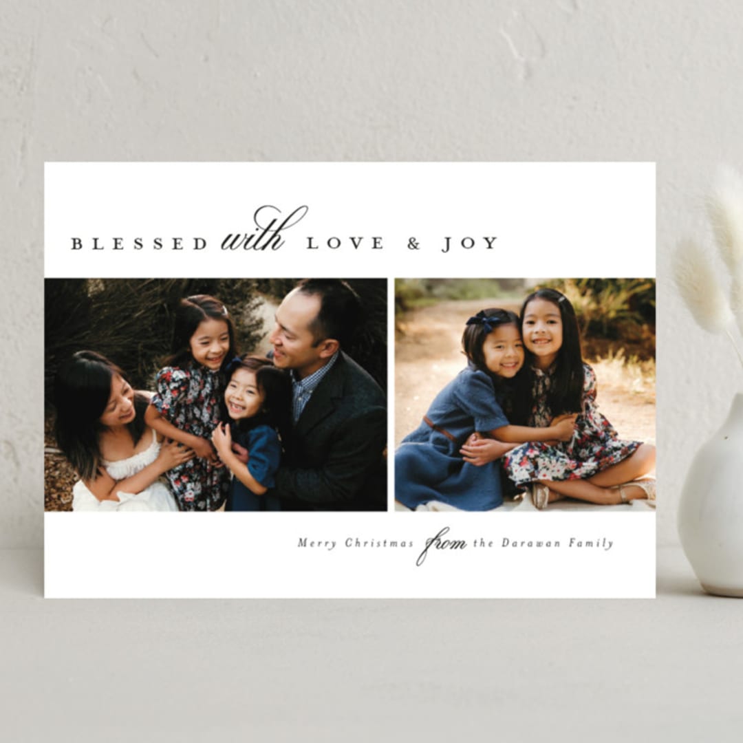 "Blessed with Love & Joy" - Holiday Cards in Snowfall by Melanie Kosuge - Front