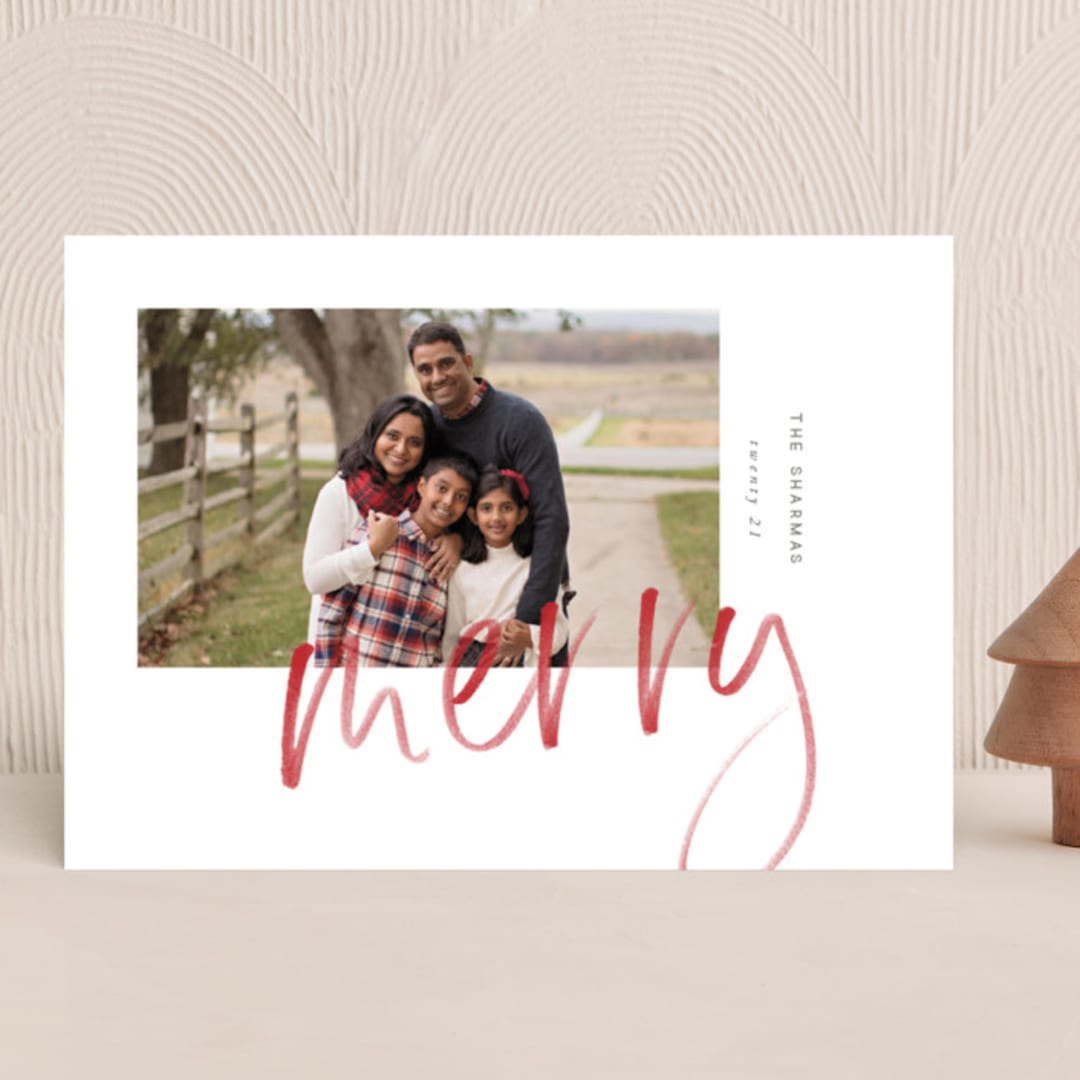 "Merry Overlay" - Holiday Cards in Holly Berry by Summer Winkelman - Front