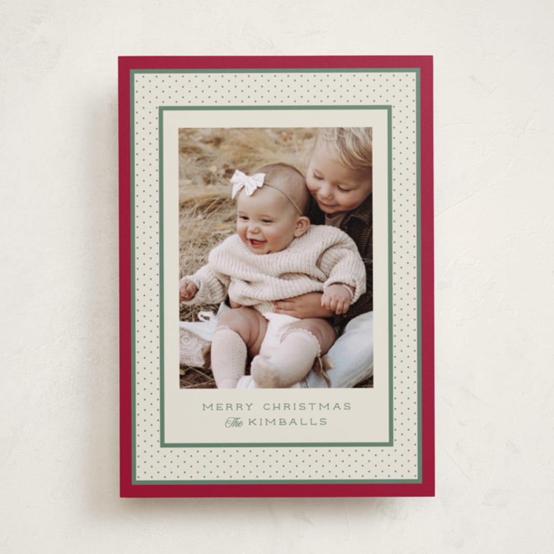 "Polka Dot Frame" - Holiday Cards in Stocking by Robert and Stella - Front