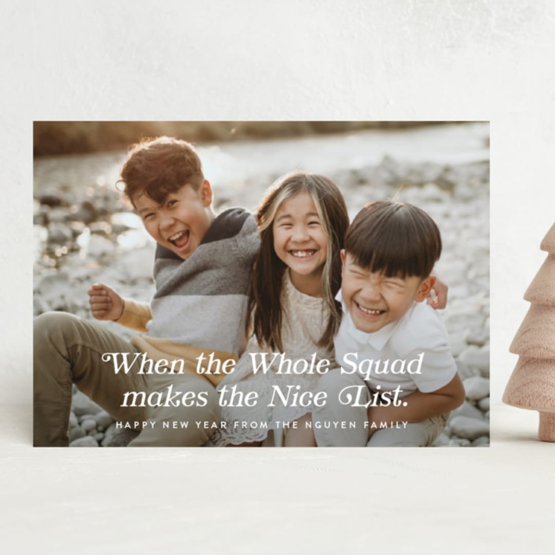 "Squad Goals" - Holiday Cards in Snow by Paper Raven Co. - Front