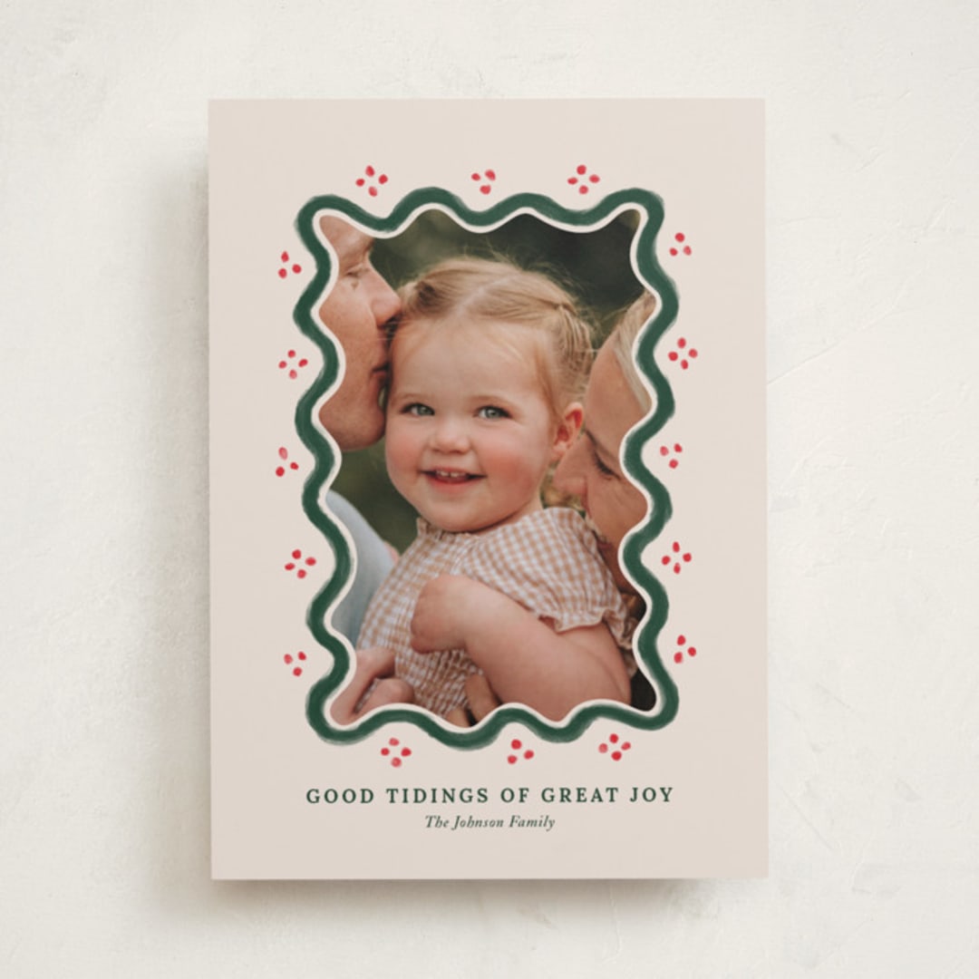 "Good Tidings & Great Joy" - Holiday Cards in Holly Berry by Rachel Mattern - Front