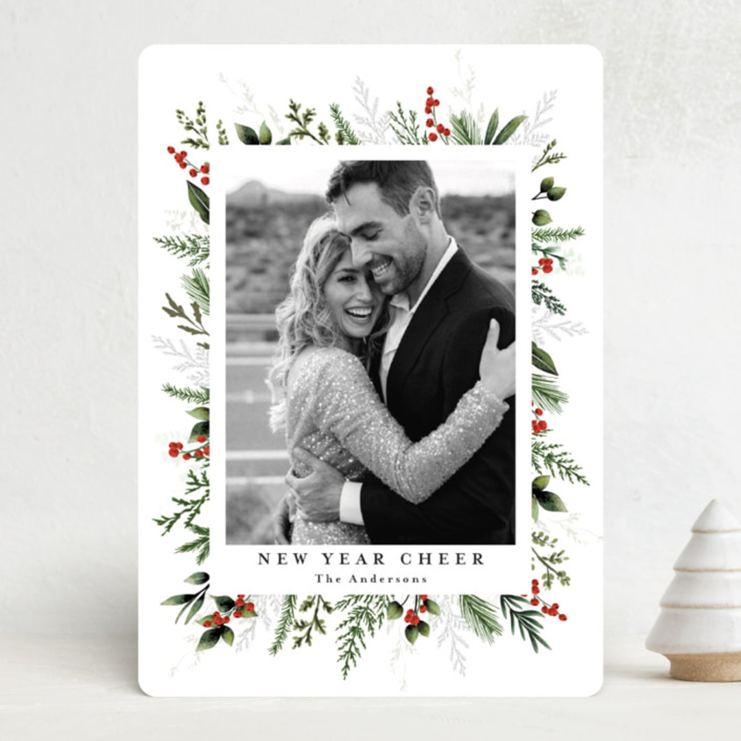 "Classic Greenery" - Holiday Cards in Peppermint by Susan Moyal - Front