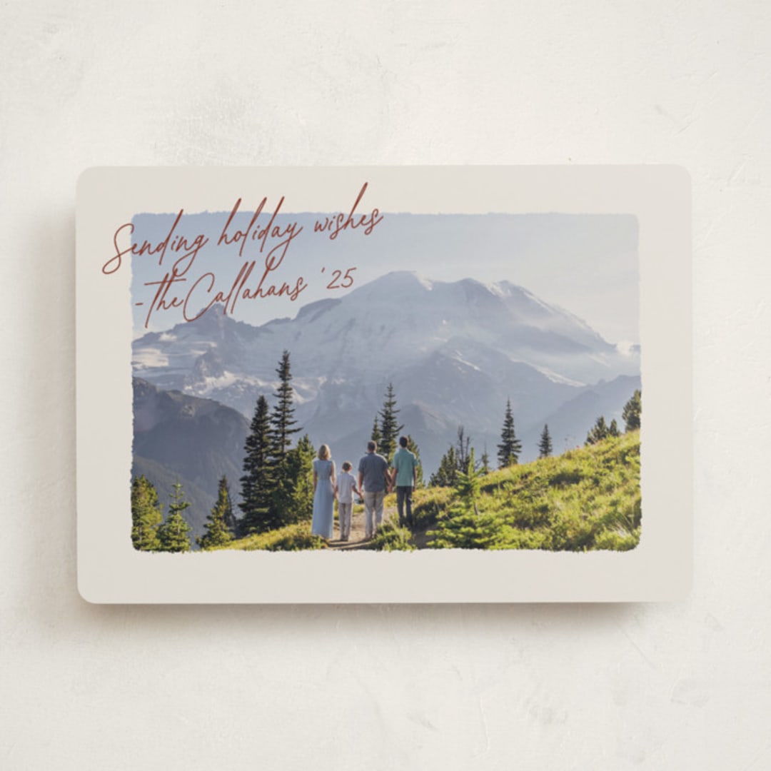 "Postcard Note" - Holiday Cards in Cranberry by Ekko Studio - Front