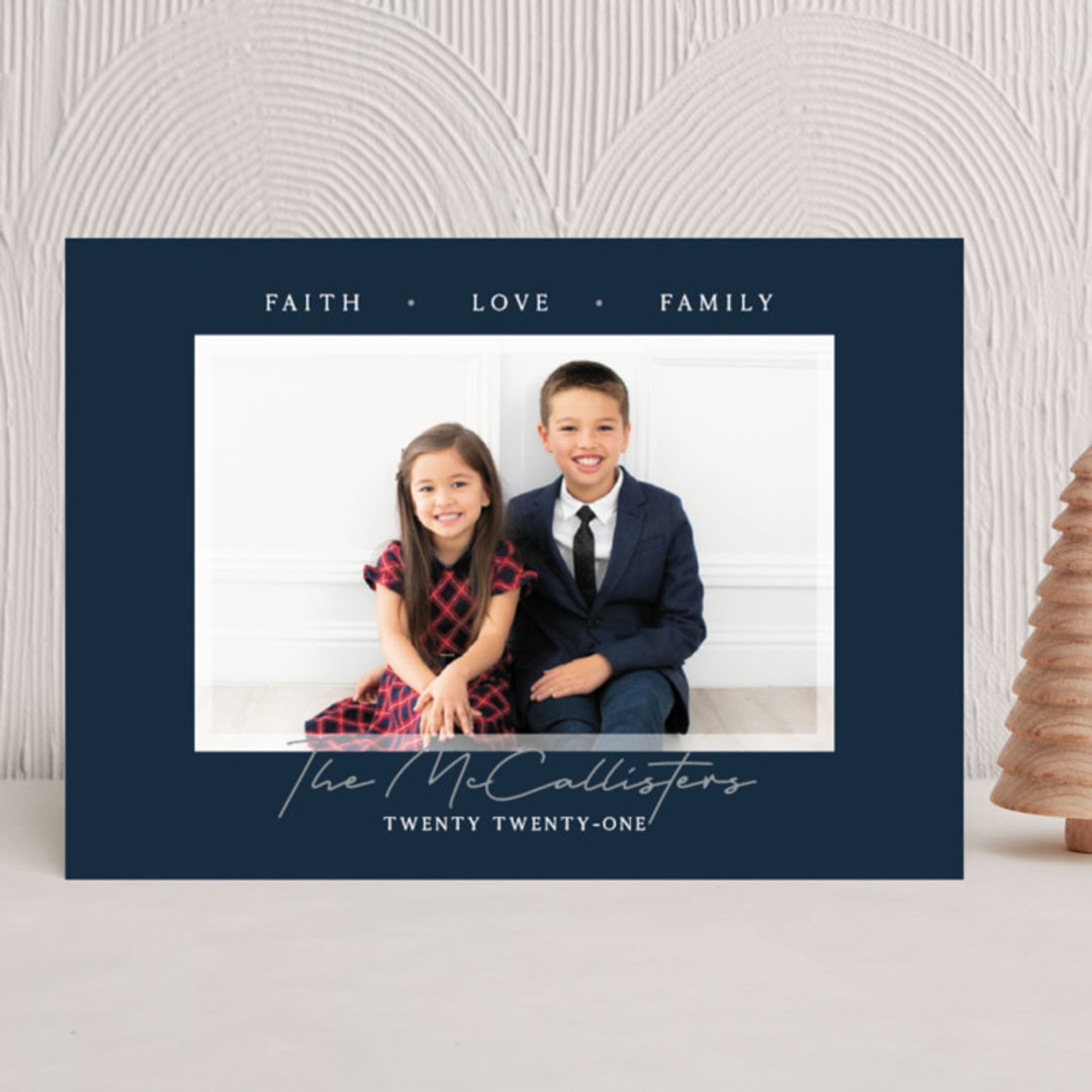 "Faith Love Family Border" - Holiday Cards in Twilight by Rebecca Rueth - Front