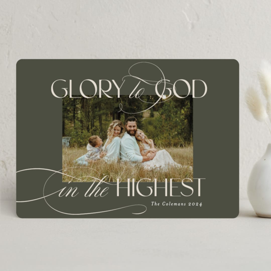 "In the Highest" - Holiday Cards in Olive by Heather Cairl - Front