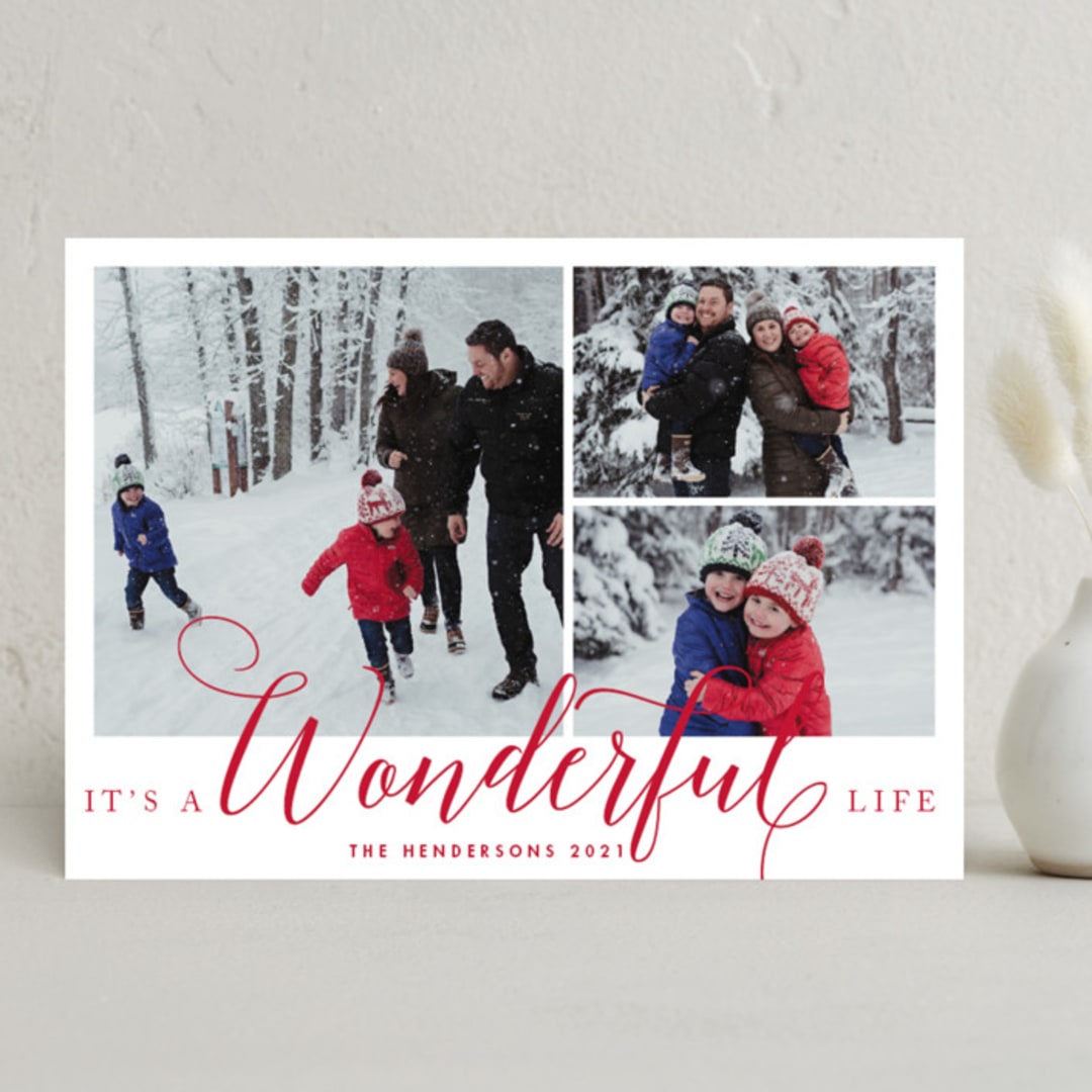 "A Wonderful Life" - Holiday Cards in Holiday Red by Qing Ji - Front